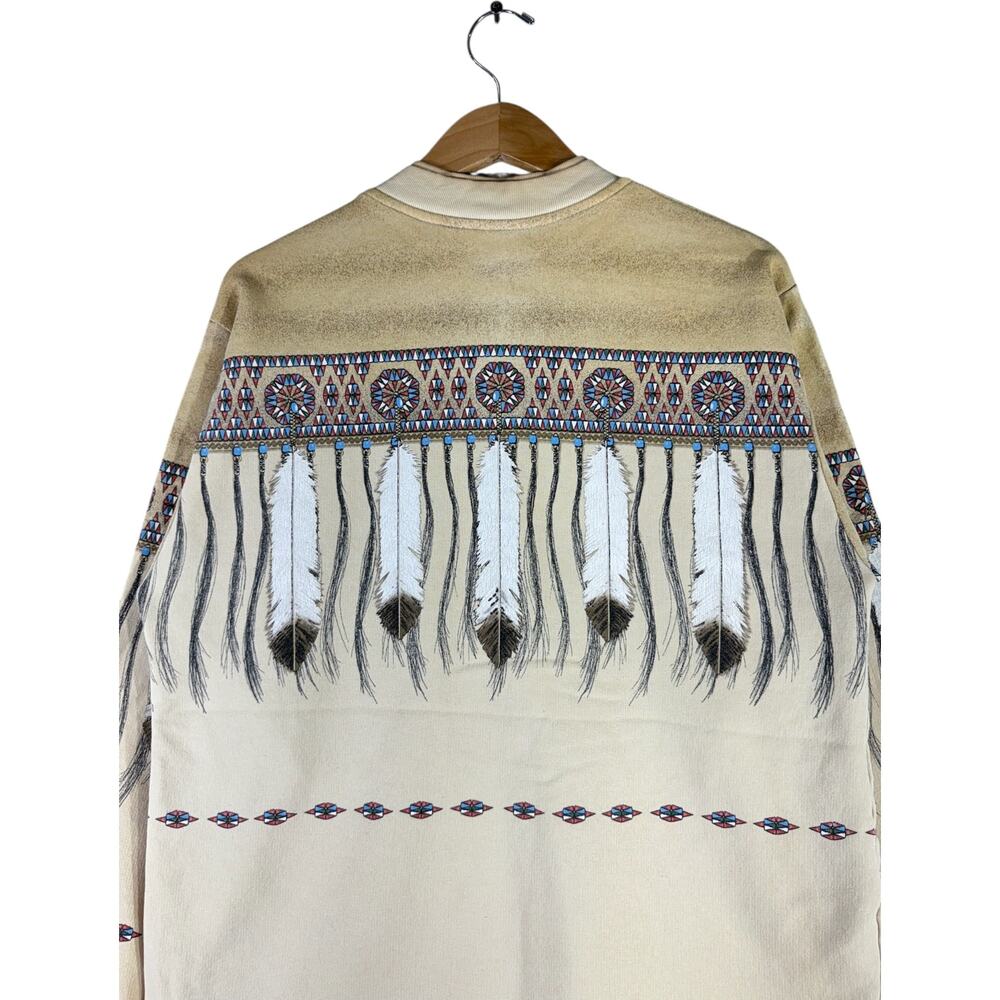 Vintage Native American Feather Pattern Button Up… - image 6